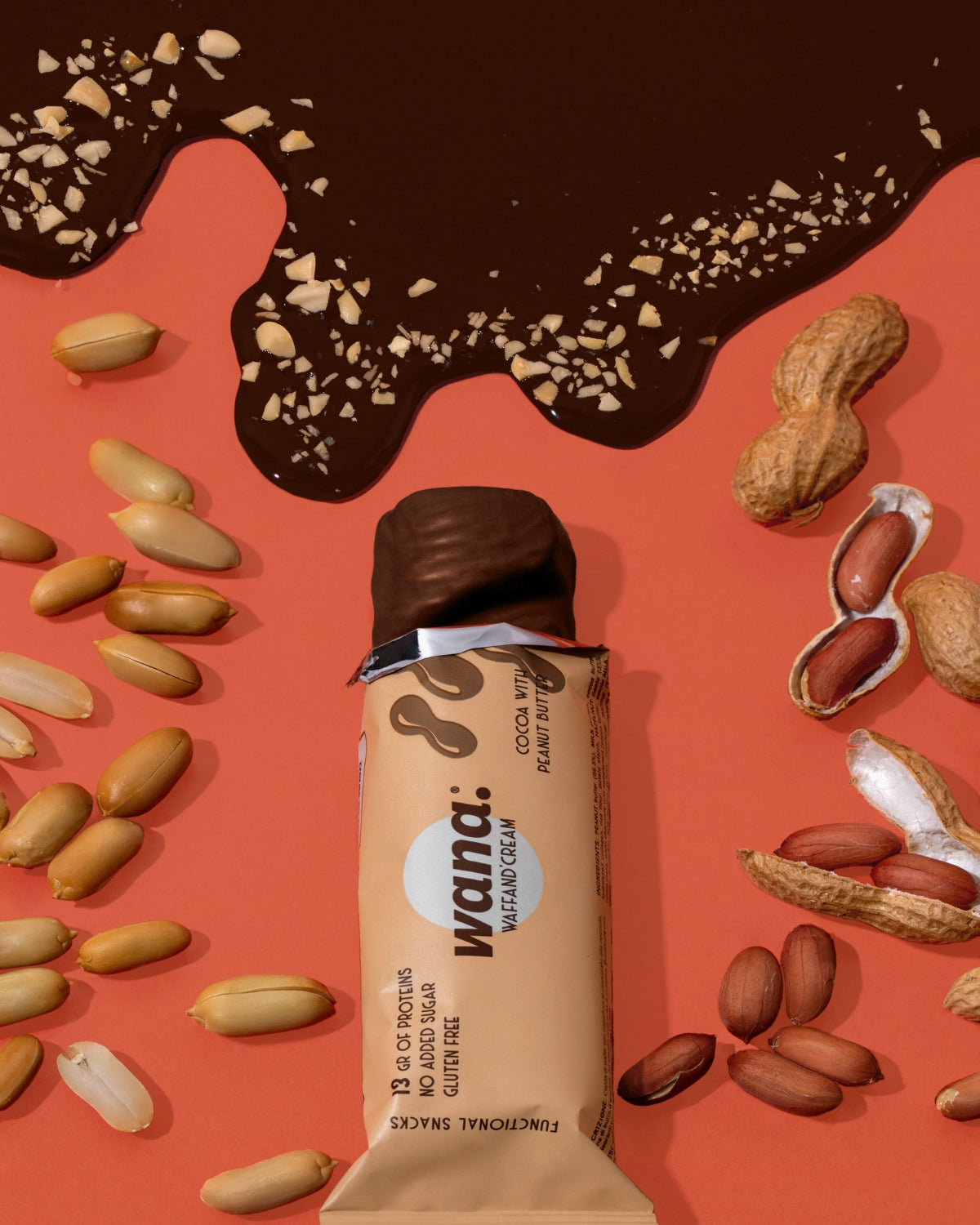 Napolitana Proteica Crocanta cu Cacao si Unt de Arahide, 43 g, Wana