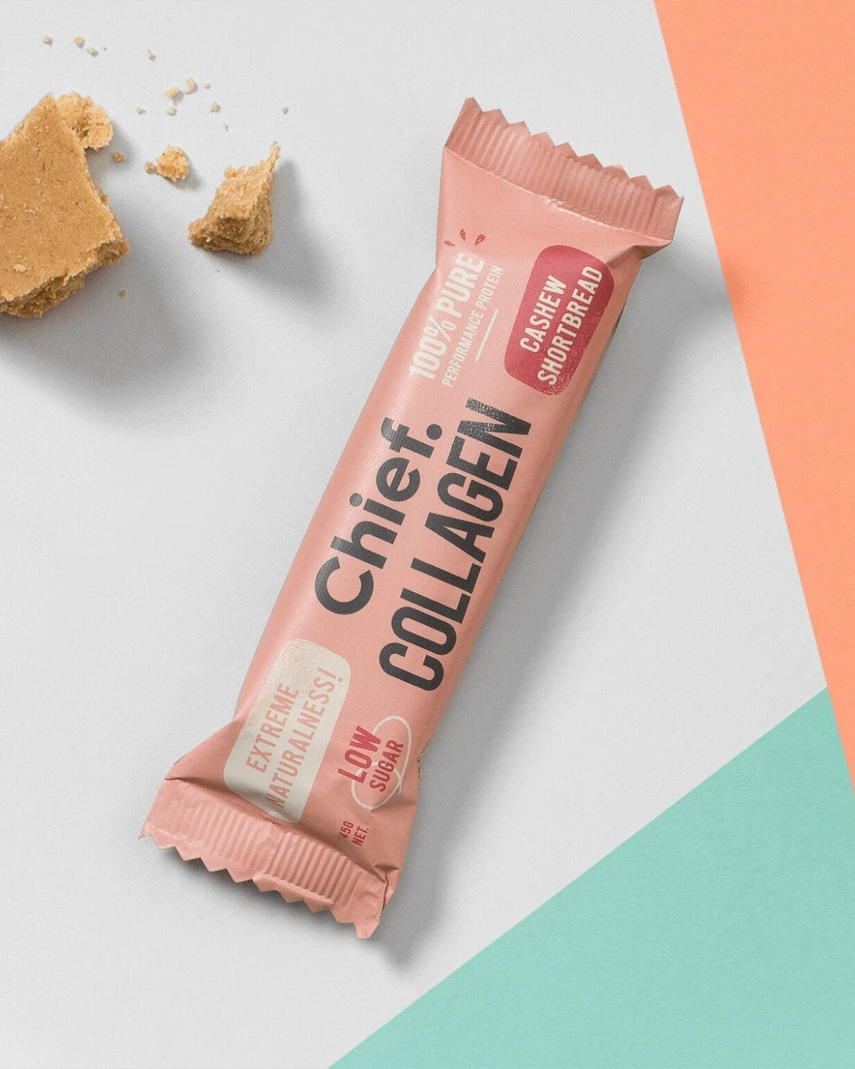 Chief, Baton Proteic cu Colagen, Shortbread cu Caju, 45g