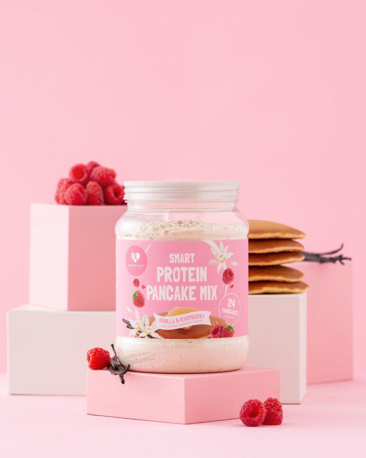 Clatite proteice cu bucati de zmeura uscata 500gr Women's Best