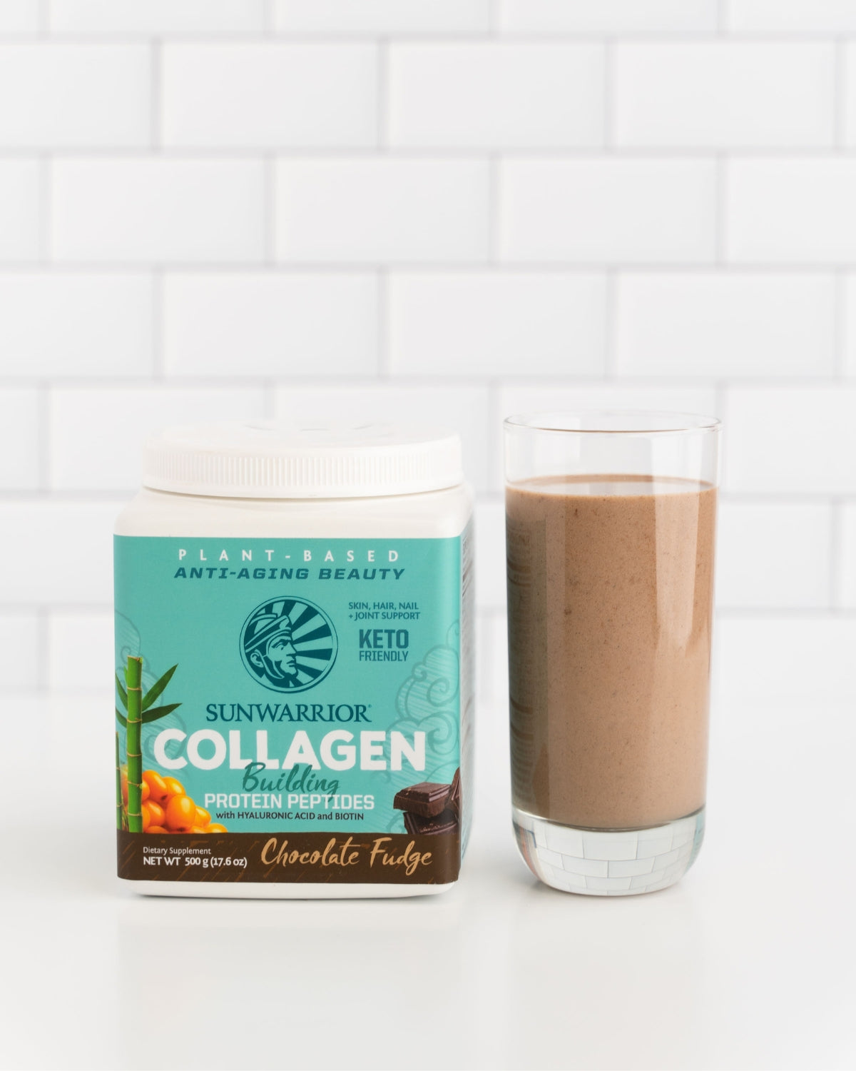 Collagen Building Peptides Sunwarrior Fulgi de Ciocolata 500g