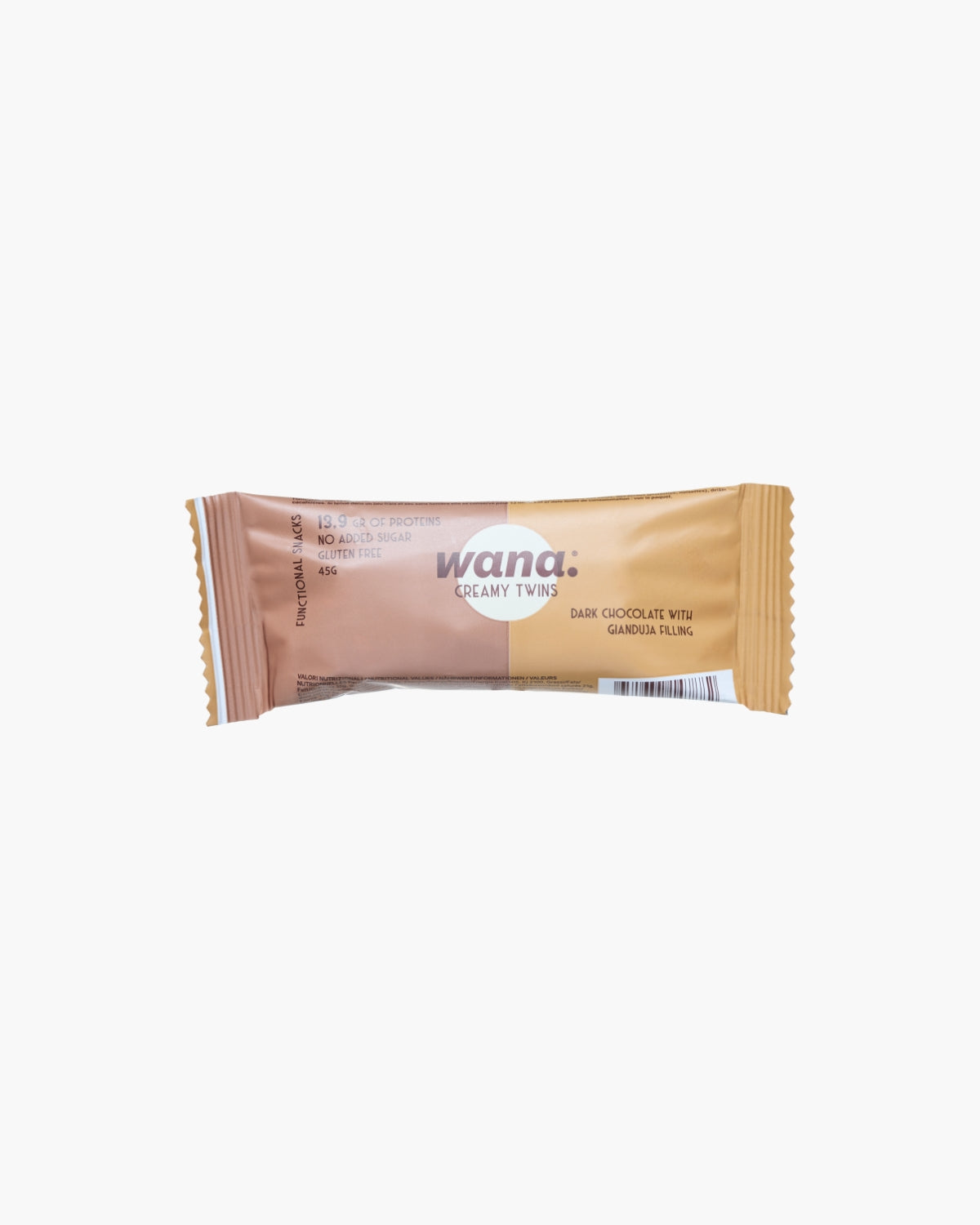 Bucati Proteice cu Ciocolata Neagra si Gianduia, 45 g, Wana