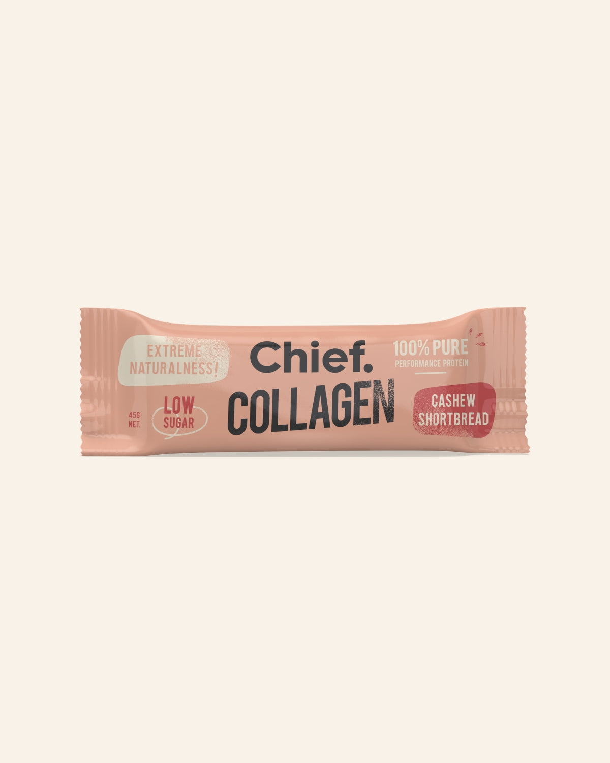 Chief, Baton Proteic cu Colagen, Shortbread cu Caju, 45g