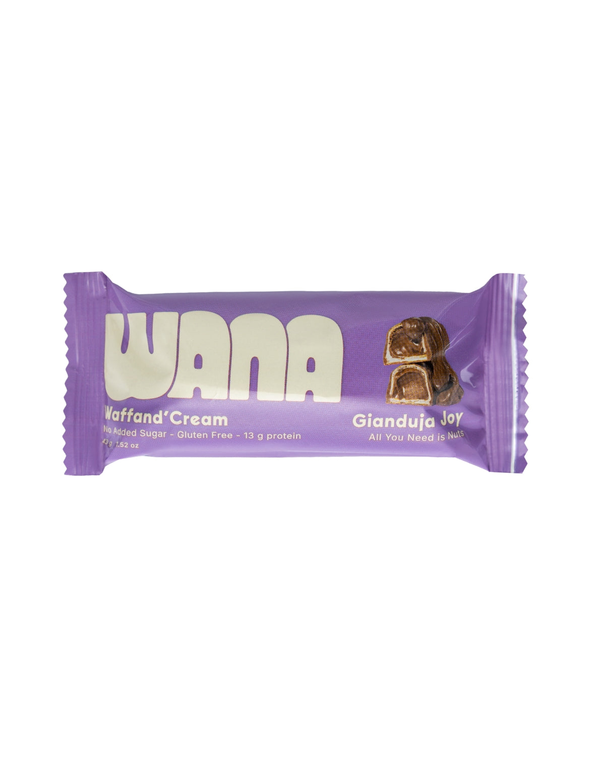Napolitana Proteica Crocanta cu Cacao, Alune si Gianduia, 43 g, Wana