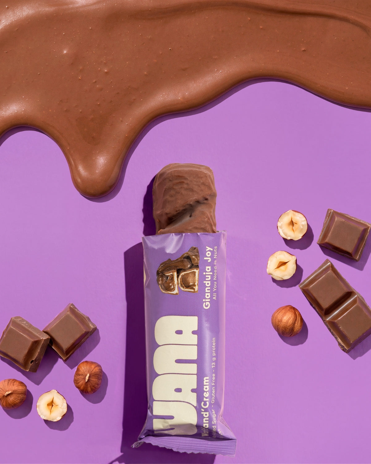 Napolitana Proteica Crocanta cu Cacao, Alune si Gianduia, 43 g, Wana